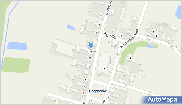 Bogdanów, Kwiatowa, 15, mapa Bogdanów