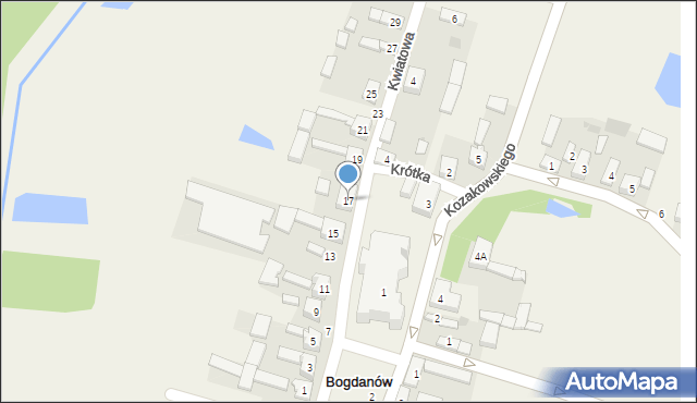 Bogdanów, Kwiatowa, 17, mapa Bogdanów