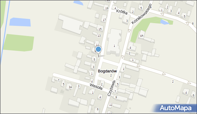 Bogdanów, Kwiatowa, 7, mapa Bogdanów