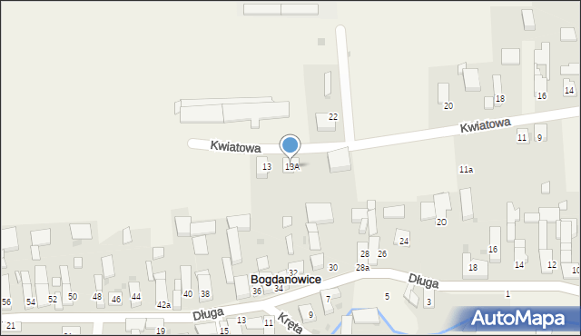 Bogdanowice, Kwiatowa, 13A, mapa Bogdanowice