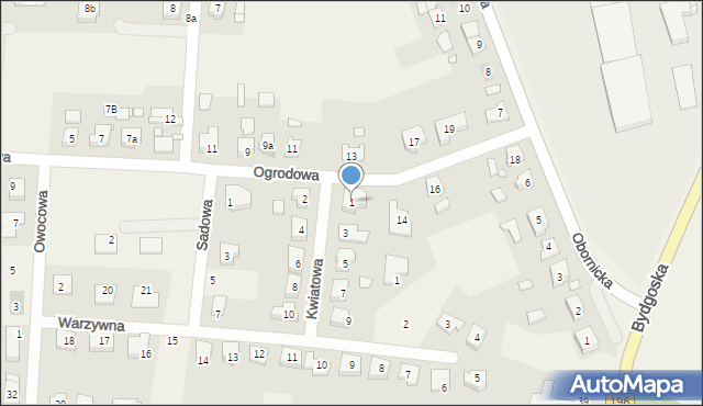 Bolechowo-Osiedle, Kwiatowa, 1, mapa Bolechowo-Osiedle