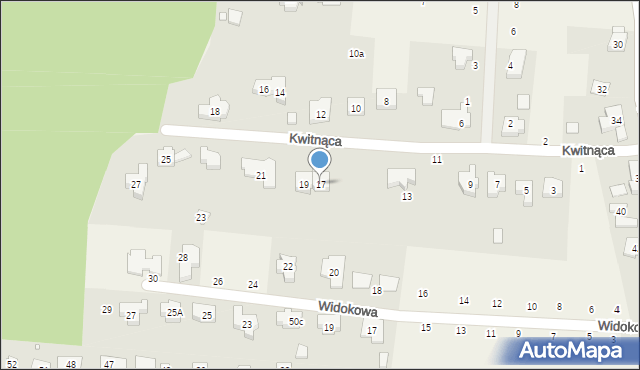 Borówiec, Kwitnąca, 17, mapa Borówiec