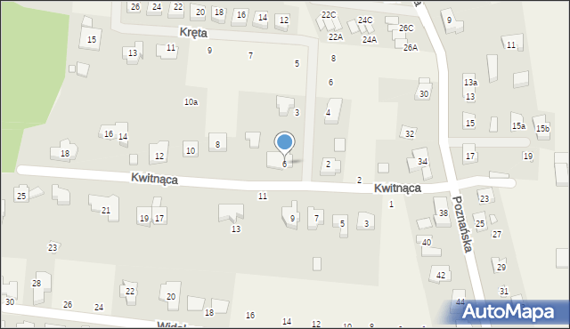 Borówiec, Kwitnąca, 6, mapa Borówiec