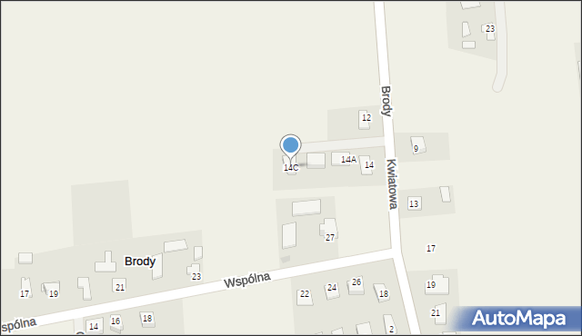 Brody, Kwiatowa, 14C, mapa Brody