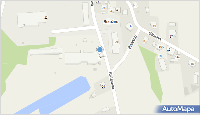 Brzeźno, Kwiatowa, 24, mapa Brzeźno