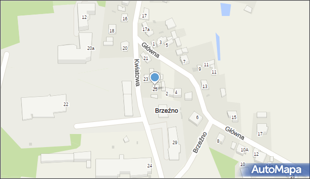 Brzeźno, Kwiatowa, 25, mapa Brzeźno