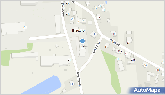 Brzeźno, Kwiatowa, 29, mapa Brzeźno