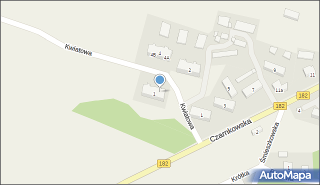 Brzeźno, Kwiatowa, 1A, mapa Brzeźno