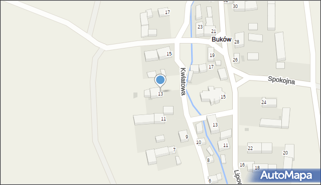 Buków, Kwiatowa, 13, mapa Buków