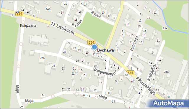 Bychawa, Kwiatkowskiego Antoniego, ks., 11, mapa Bychawa