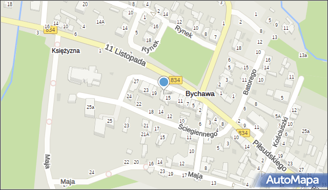 Bychawa, Kwiatkowskiego Antoniego, ks., 17, mapa Bychawa