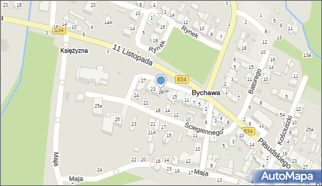 Bychawa, Kwiatkowskiego Antoniego, ks., 19, mapa Bychawa