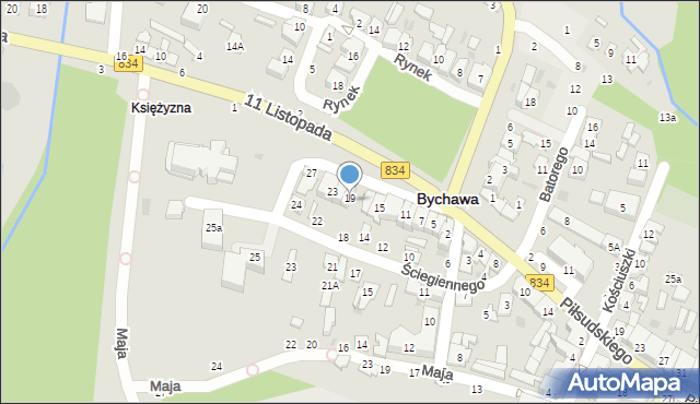 Bychawa, Kwiatkowskiego Antoniego, ks., 19a, mapa Bychawa