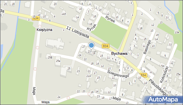 Bychawa, Kwiatkowskiego Antoniego, ks., 21, mapa Bychawa