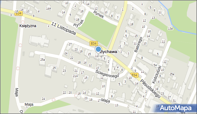 Bychawa, Kwiatkowskiego Antoniego, ks., 9, mapa Bychawa