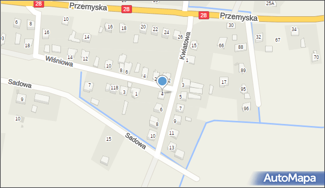 Bykowce, Kwiatowa, 4, mapa Bykowce