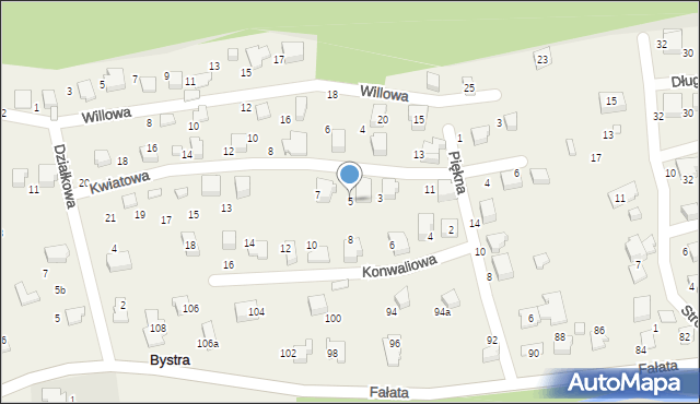 Bystra, Kwiatowa, 5, mapa Bystra