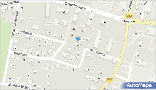 Chojnice, Kwiatowa, 23, mapa Chojnic