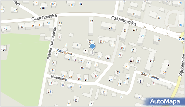 Chojnice, Kwiatowa, 7, mapa Chojnic