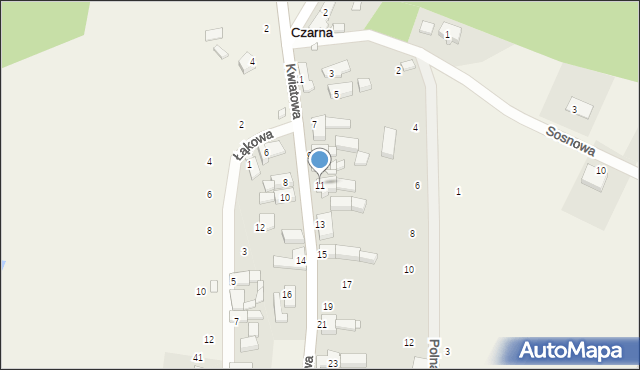 Czarna, Kwiatowa, 11, mapa Czarna