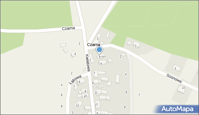 Czarna, Kwiatowa, 3, mapa Czarna