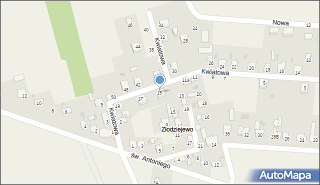 Czerniewice, Kwiatowa, 15, mapa Czerniewice