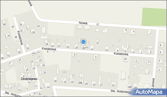 Czerniewice, Kwiatowa, 16, mapa Czerniewice