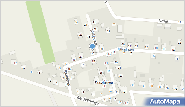 Czerniewice, Kwiatowa, 36, mapa Czerniewice