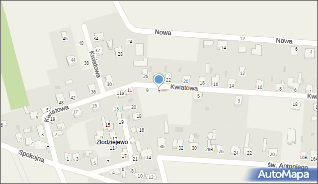 Czerniewice, Kwiatowa, 7, mapa Czerniewice