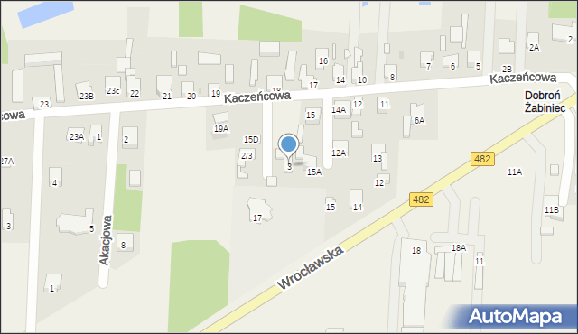 Dobroń, Kwiatowa, 3, mapa Dobroń