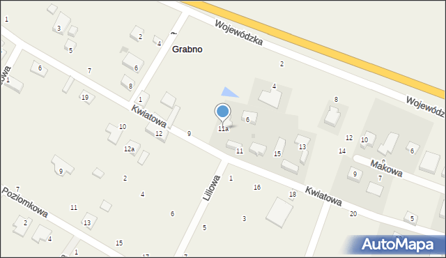 Grabno, Kwiatowa, 11a, mapa Grabno