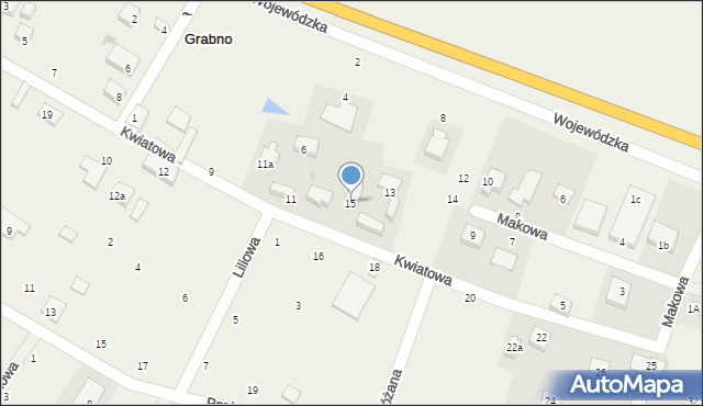 Grabno, Kwiatowa, 15, mapa Grabno