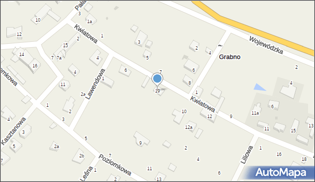 Grabno, Kwiatowa, 19, mapa Grabno