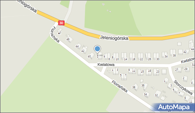 Gryfów Śląski, Kwiatowa, 2, mapa Gryfów Śląski