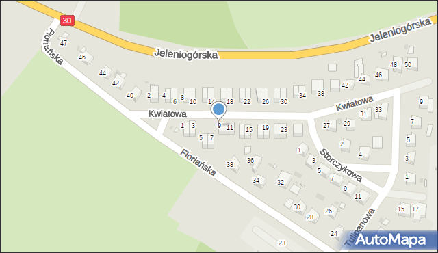 Gryfów Śląski, Kwiatowa, 9, mapa Gryfów Śląski