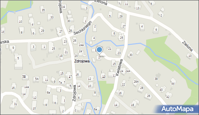 Iwonicz-Zdrój, Kwiatowa, 17, mapa Iwonicz-Zdrój