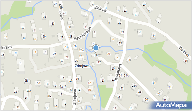 Iwonicz-Zdrój, Kwiatowa, 19, mapa Iwonicz-Zdrój