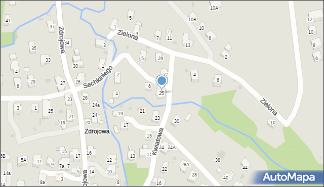 Iwonicz-Zdrój, Kwiatowa, 25, mapa Iwonicz-Zdrój