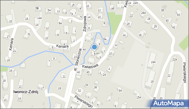 Iwonicz-Zdrój, Kwiatowa, 3, mapa Iwonicz-Zdrój