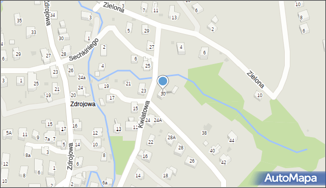 Iwonicz-Zdrój, Kwiatowa, 30, mapa Iwonicz-Zdrój