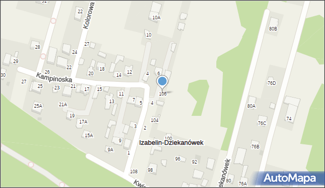 Izabelin-Dziekanówek, Kwiatowa, 106, mapa Izabelin-Dziekanówek