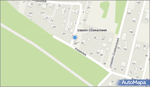 Izabelin-Dziekanówek, Kwiatowa, 108, mapa Izabelin-Dziekanówek