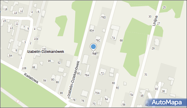 Izabelin-Dziekanówek, Kwiatowa, 76B, mapa Izabelin-Dziekanówek