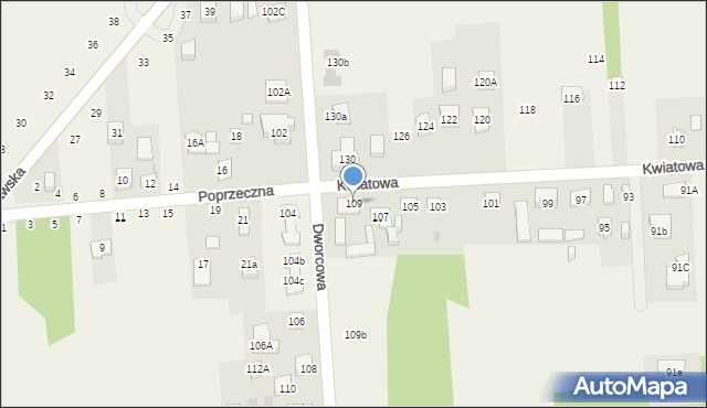 Janówek Drugi, Kwiatowa, 109, mapa Janówek Drugi