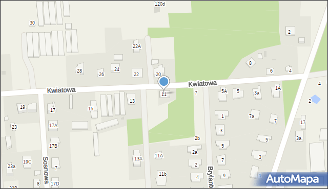 Janówek Drugi, Kwiatowa, 11, mapa Janówek Drugi