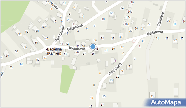 Kamień, Kwiatowa, 45, mapa Kamień