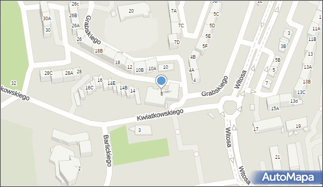 Katowice, Kwiatkowskiego Eugeniusza, 8, mapa Katowic