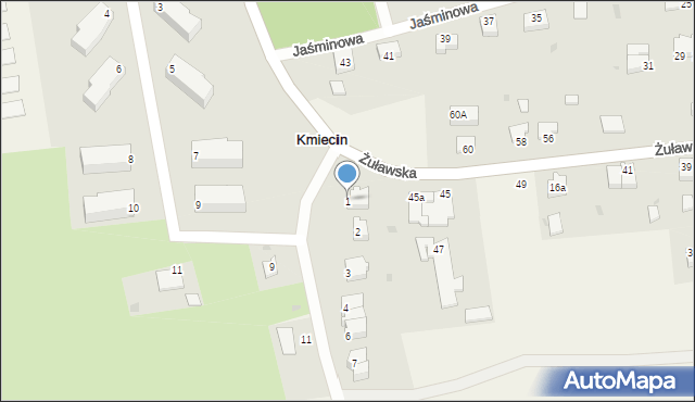 Kmiecin, Kwiatowa, 1, mapa Kmiecin