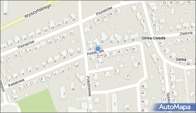 Konin, Kwiatowa, 23, mapa Konina