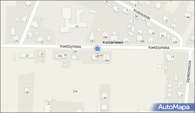 Korzeniewo, Kwidzyńska, 14f, mapa Korzeniewo